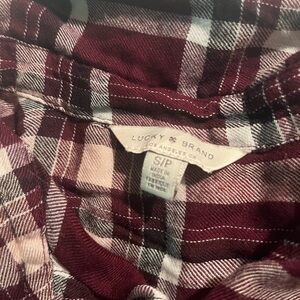 Lucky Brand Maroon and White Checkered Shirt